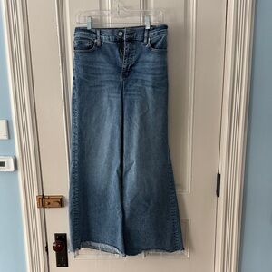 Frame Denim Le Palazzo Crop Wide-Leg Jeans with cut hem